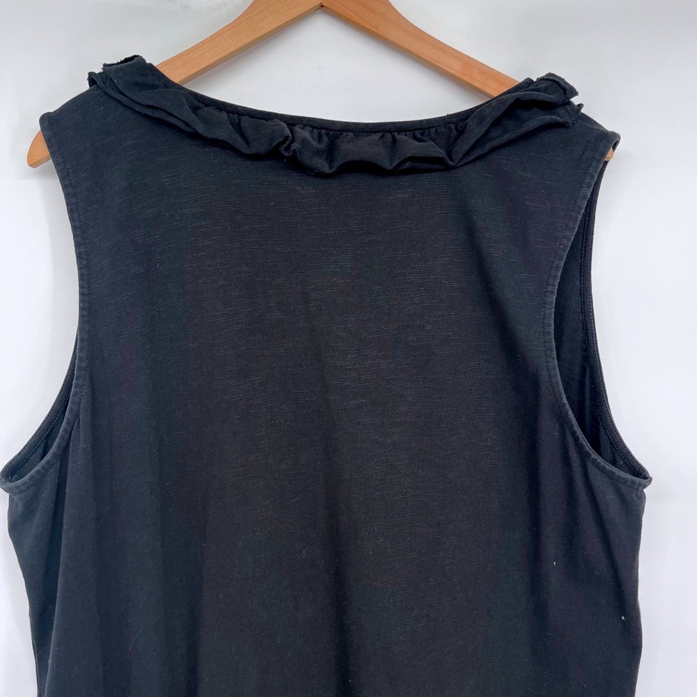 Talbots Dress Womens 3XP Black Ruffle Neck Sleeveless Heavyweight Cotton Shift - Picture 4 of 7